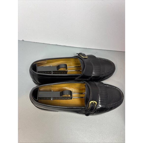 Mens Leather Black Loafers With Buckle Detail Size 9.5 Cole Haan